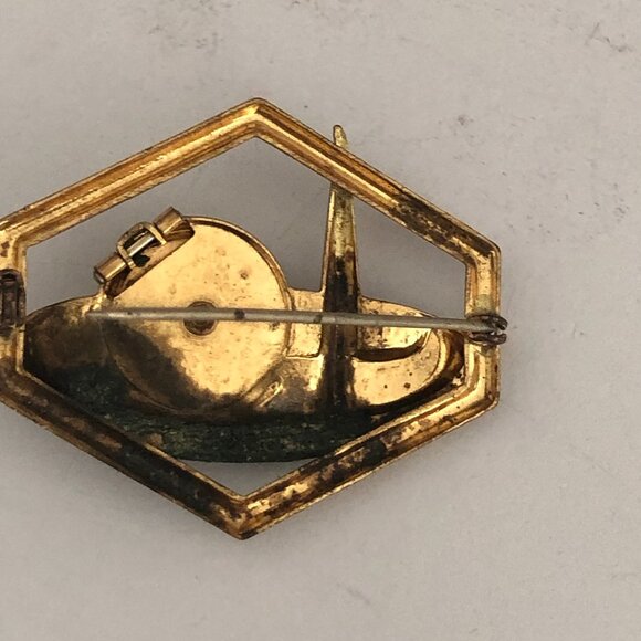 Vintage 1939 New York World's Fair Trylon & Perisphere Locket Pin Brooch - Picture 6 of 9